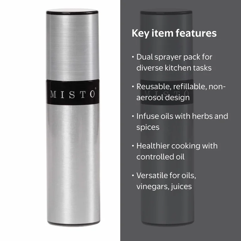 Misto, Gourmet Olive Oil Spray Set, 2 Pack, Aluminum Bottle