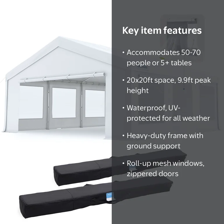 Quictent 20x20ft Party Tent Waterproof Canopy with Mesh Windows