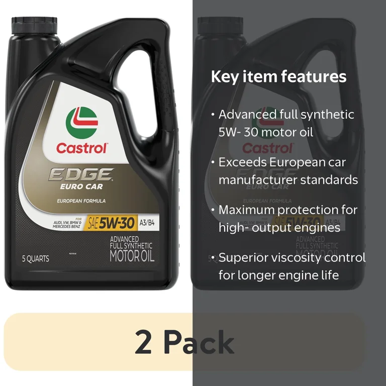 2 pack) Castrol EDGE Euro 5W-30 A3/B4 European Advanced Full