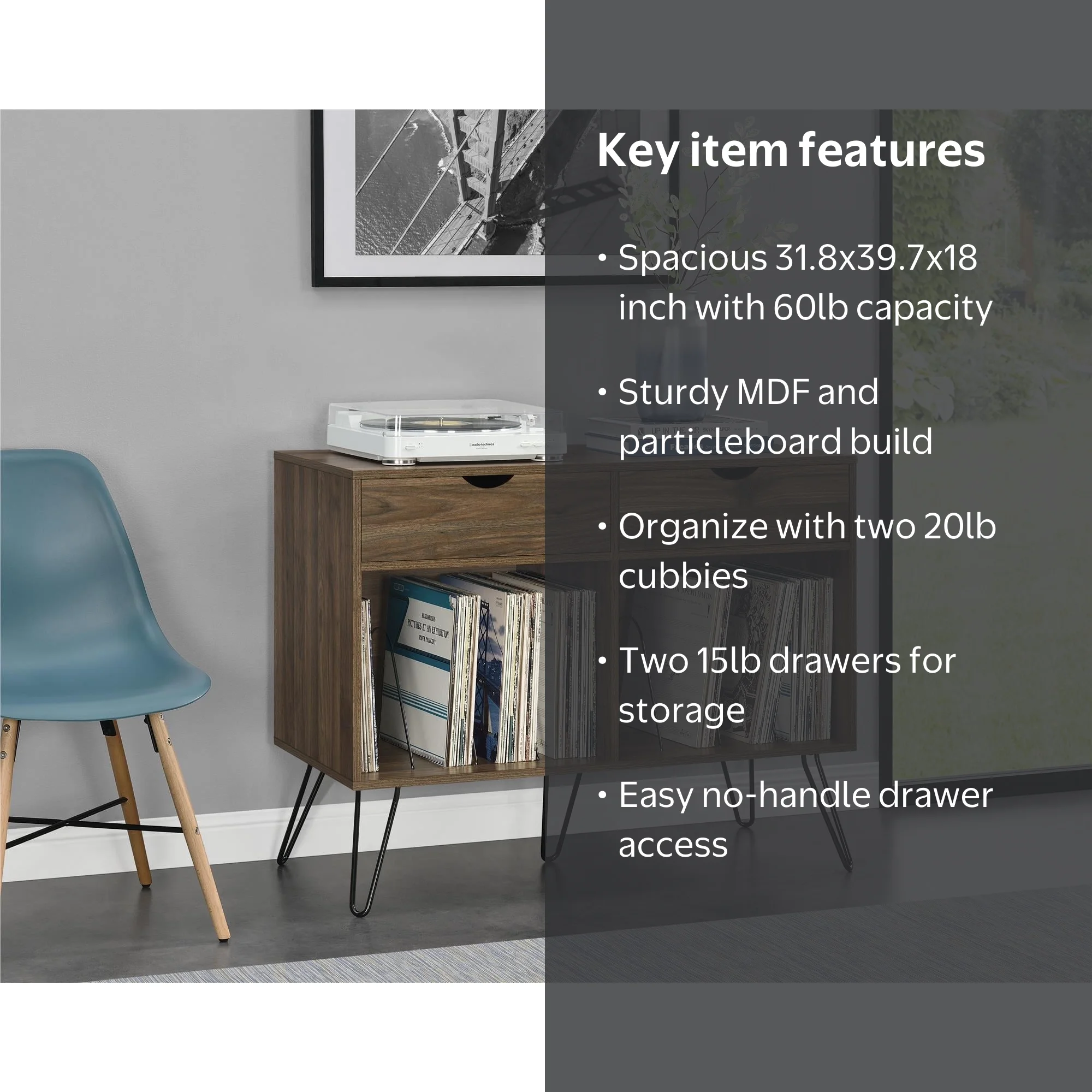 【中古】「未使用品」［CD］STAND! Novogratz Concord Turntable Stand with Drawers, Multiple Colors