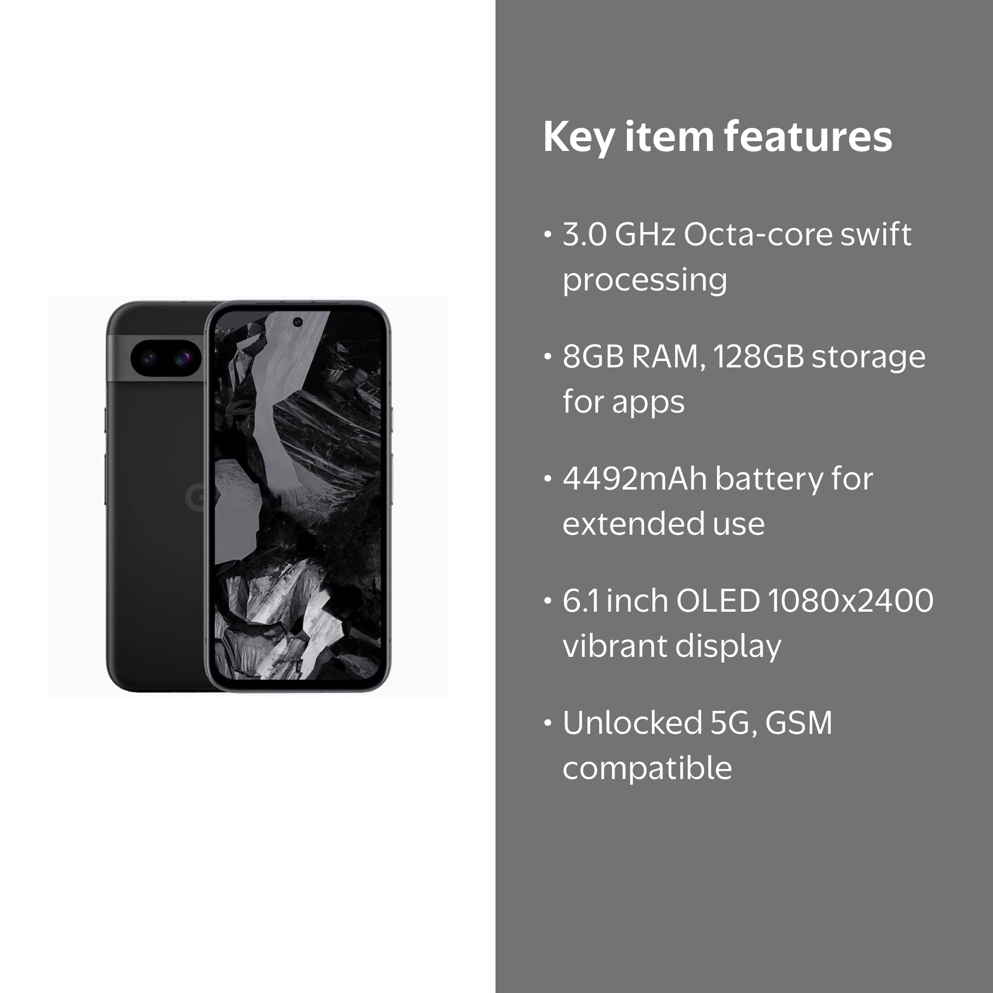 Google Pixel 8a 5G Cell Phone, 128GB, 8GB RAM, Obsidian - Walmart.com