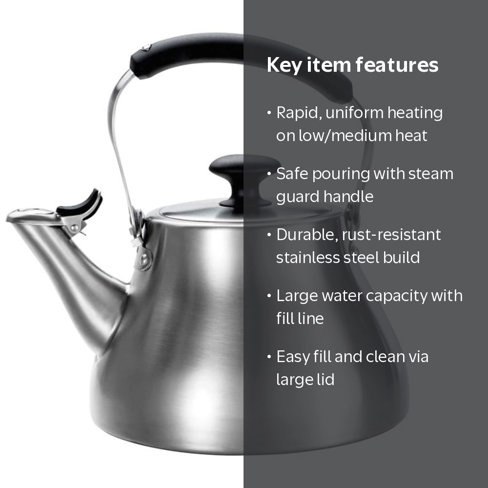 OXO Brew Classic Traditional Brushed Stainless Steel Tea Kettle