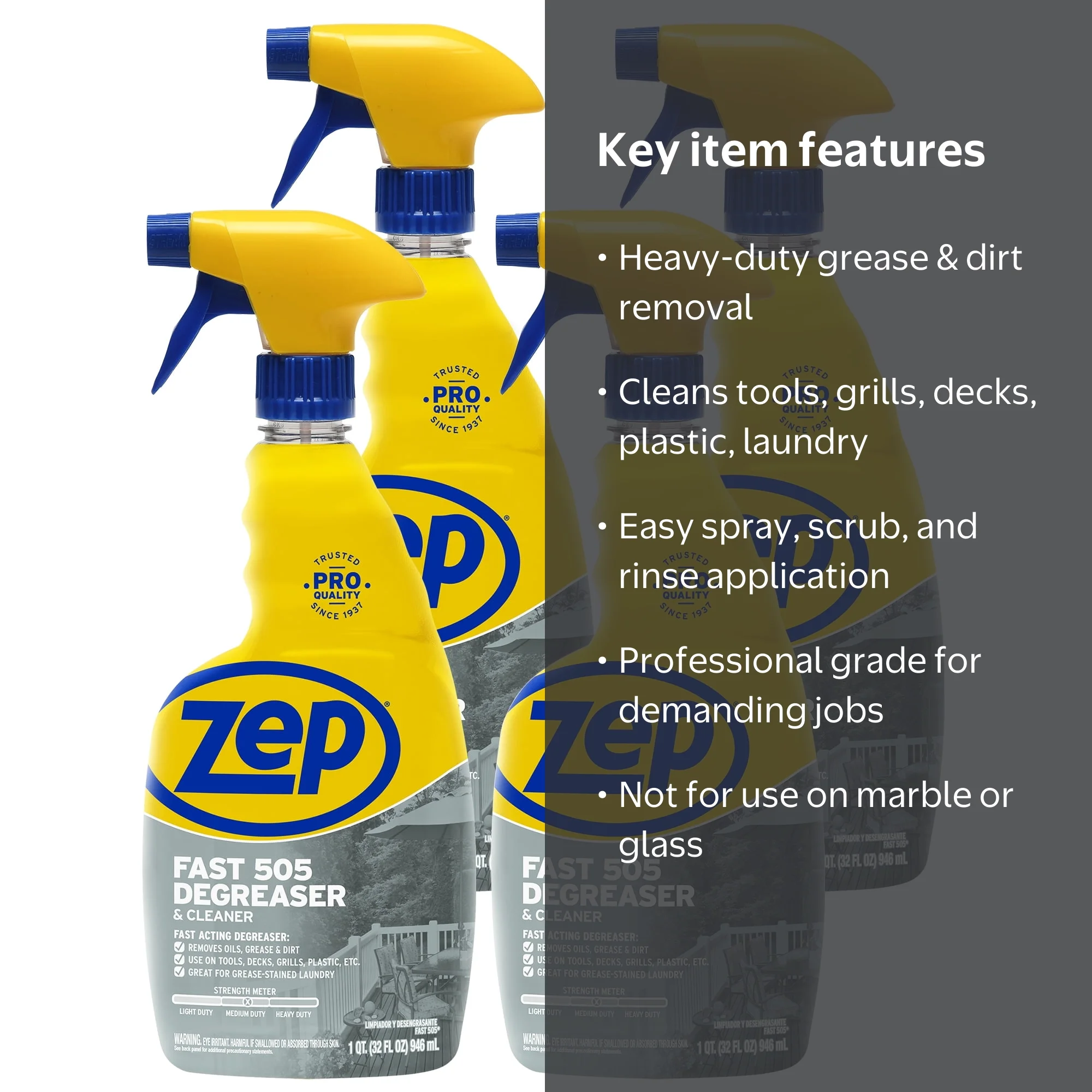 Zep Fast 505 Degreaser & Cleaner, 32 oz. Case of 4, Removes Oils