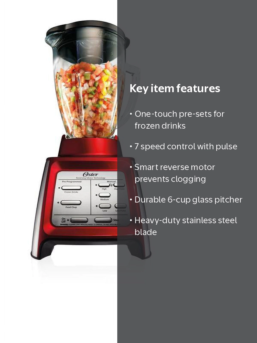 Oster ブレンダー 赤色 ダイヤル式 Oster Designed for Life 7 Speed Blender with Smoothie Cup in Red
