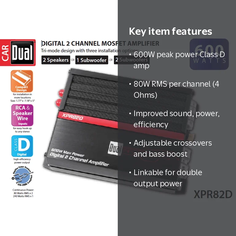 Dual Electronics XPR82D High Performance Car Amplifier, New