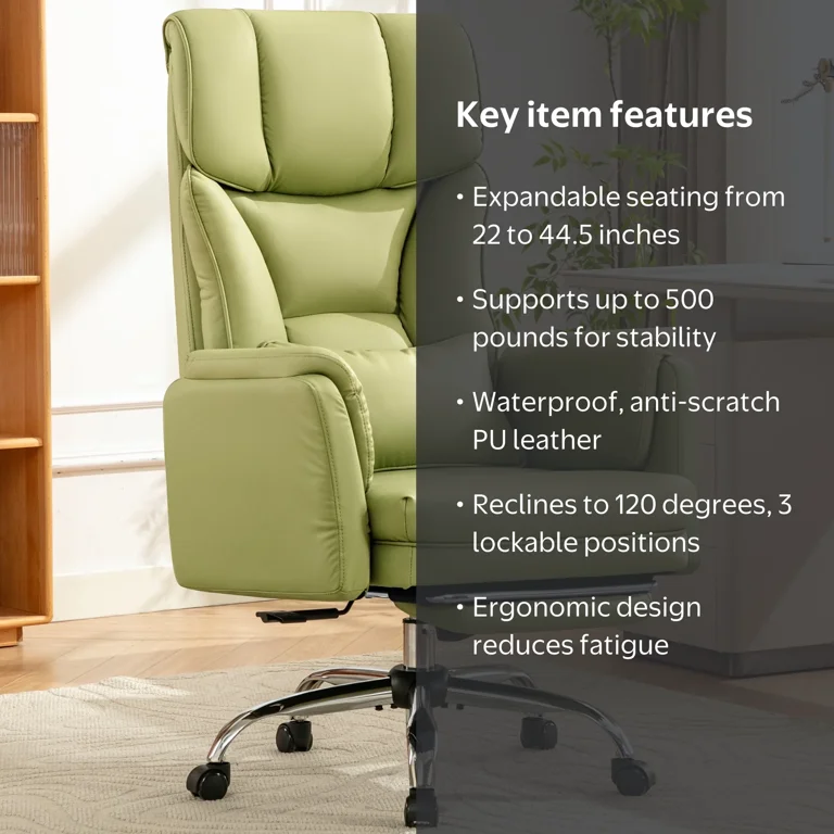 COOLHUT Big and Tall Office Chair, High Back Executive PU Leather
