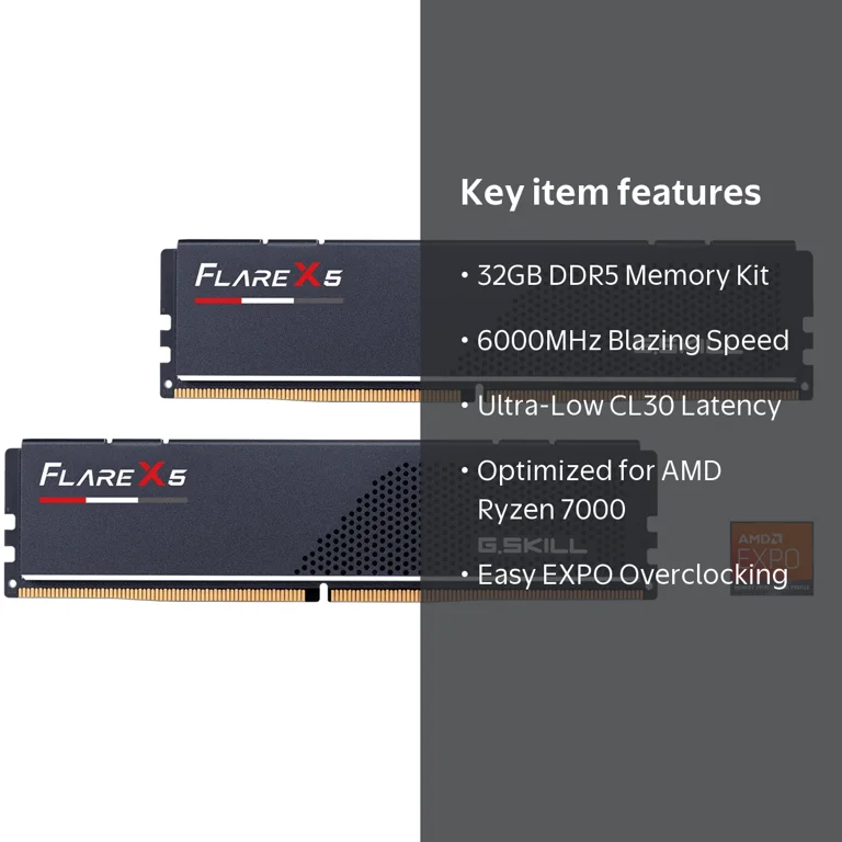 G.SKILL Flare X5 32GB DDR5 RAM, F5-6000J3038F16GX2-FX5, 2 x 16GB
