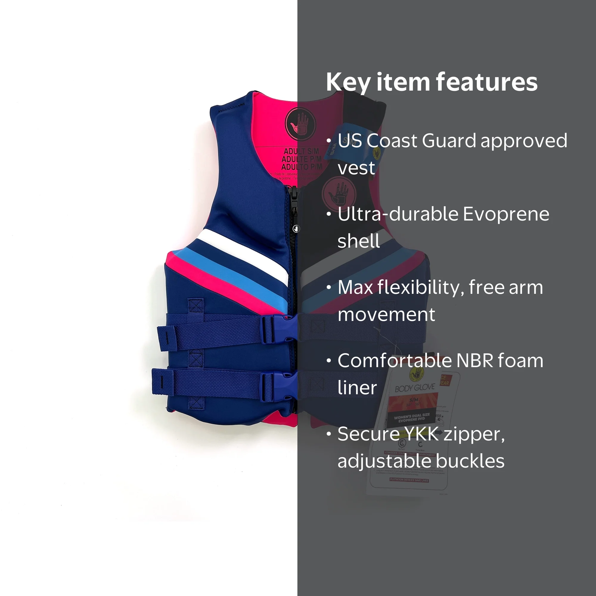 Body Glove Women's Dual-Size Evoprene PFD Life Jacket and Vest