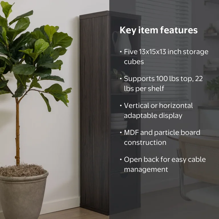 Better Homes & Gardens 5 Cube Vertical Storage Organizer, Tobacco