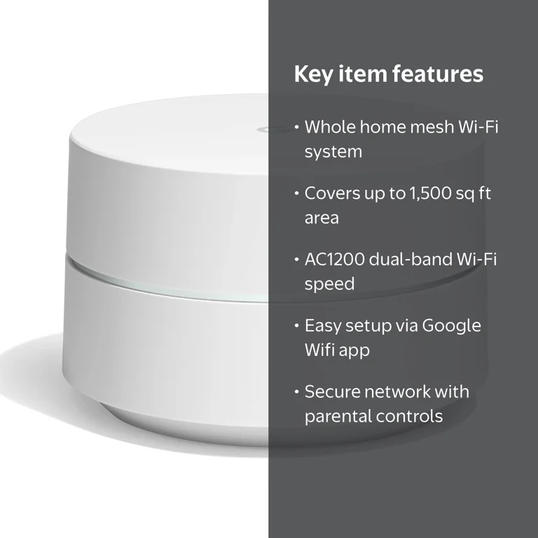 Google Wifi - 1 Pack - Mesh Router Wifi, White, AC1200, Dual-Band