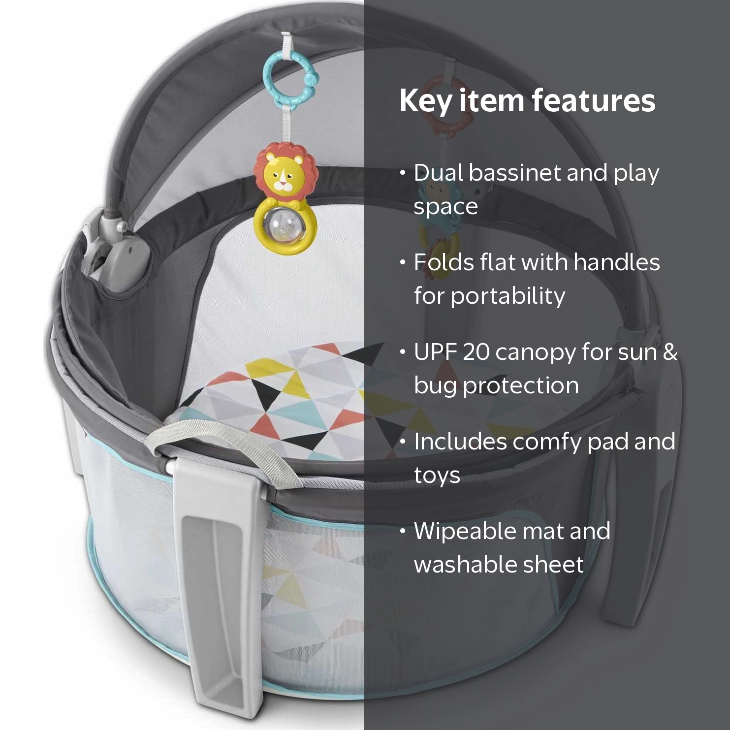 Fisher-Price Outdoor Baby Travel Dome, 2-in-1 Portable Bassinet