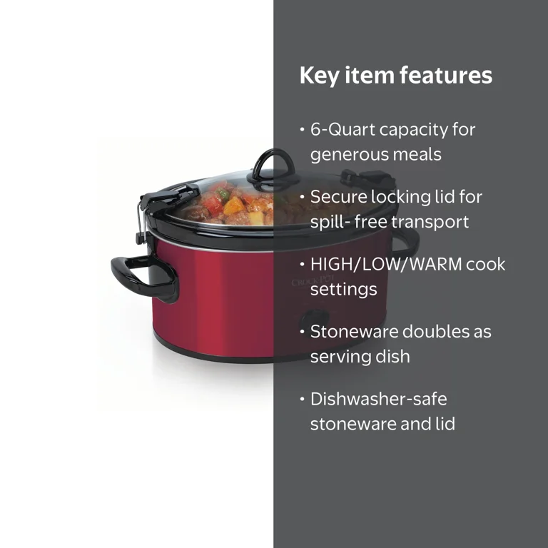 Crock-Pot, Slow Cooker, 6-Quart, Cook & Carry Manual - Walmart.com