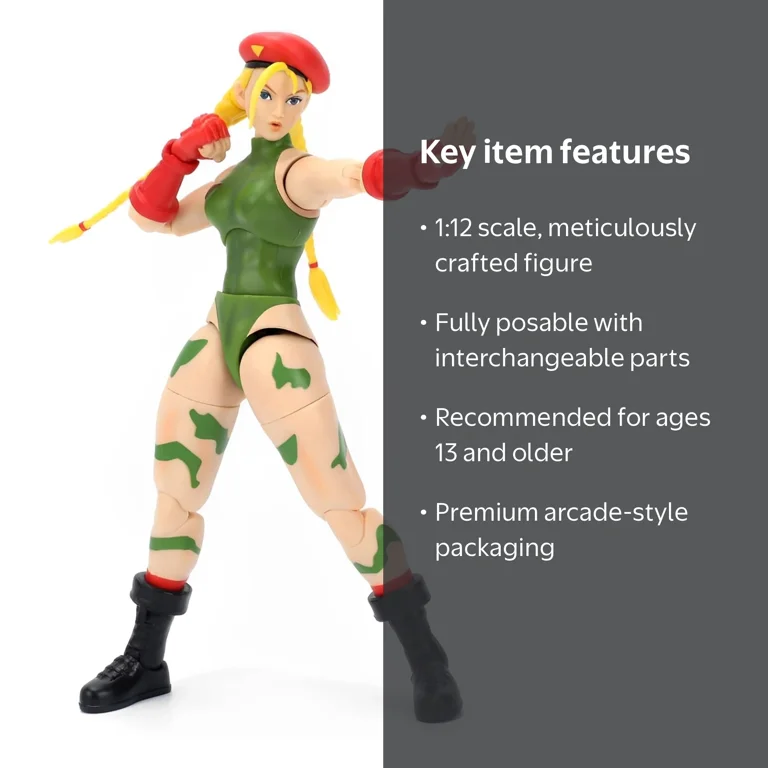 Jada Toys Street Fighter II Cammy Action Figure, 1:12 Scale