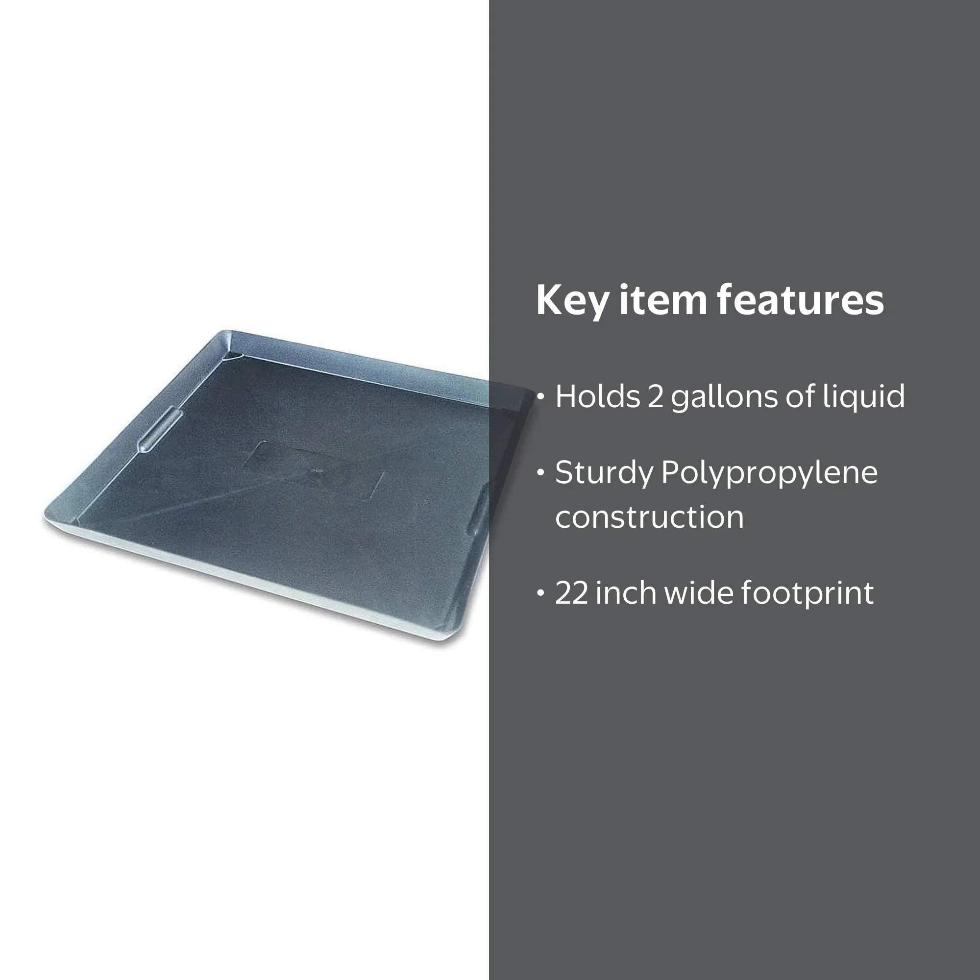 22x22 Inch Black Utility Plastic Drain Pan, Drip Tray