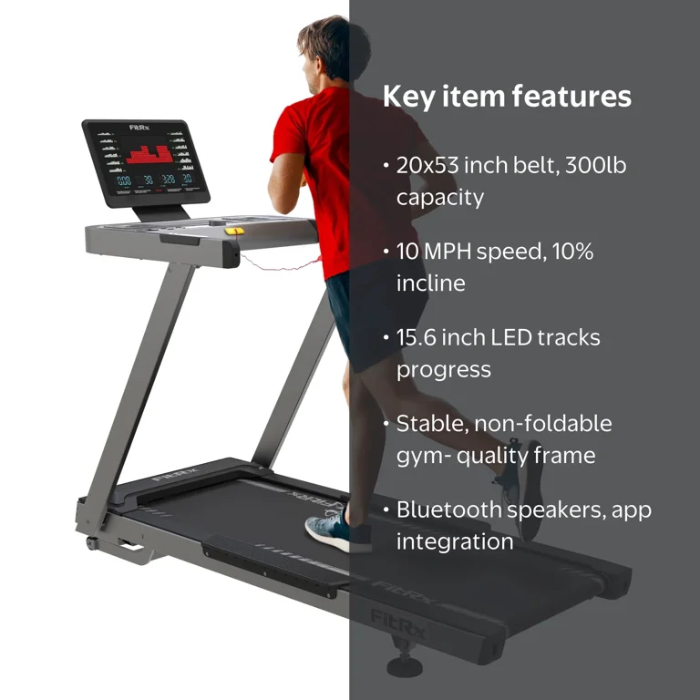 FitRx Velocity Folding Treadmill, 300lbs Capacity Large Foldable