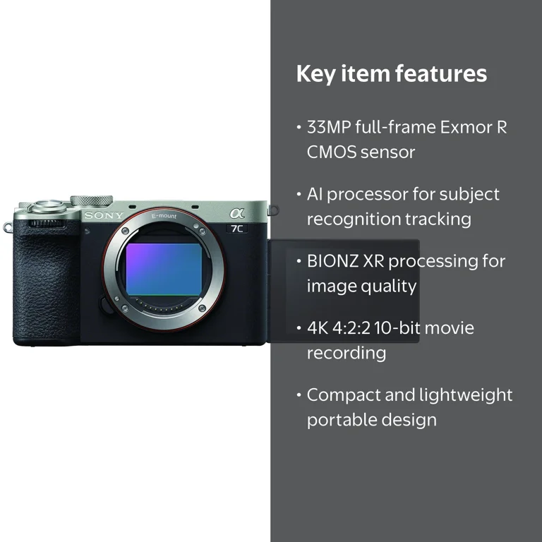 Sony Alpha 7C II Camera, Compact Full-Frame 33MP, 4K 10-Bit Video