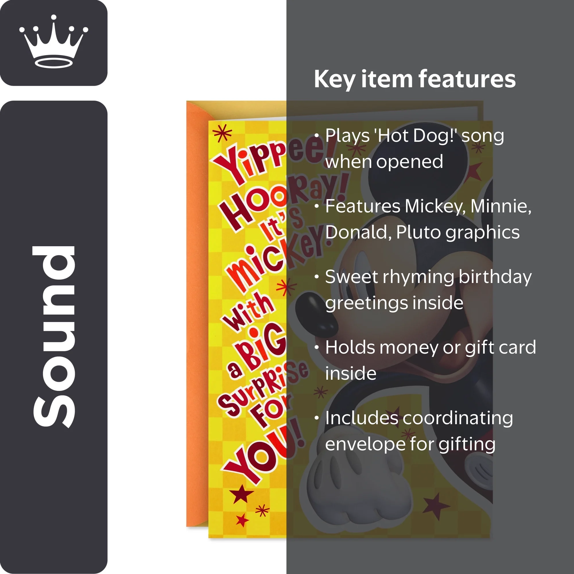 【美品】DisneyFunandAdventures&Activitycards Hallmark Disney Mickey Mouse Musical Birthday Card for Kids (Hot