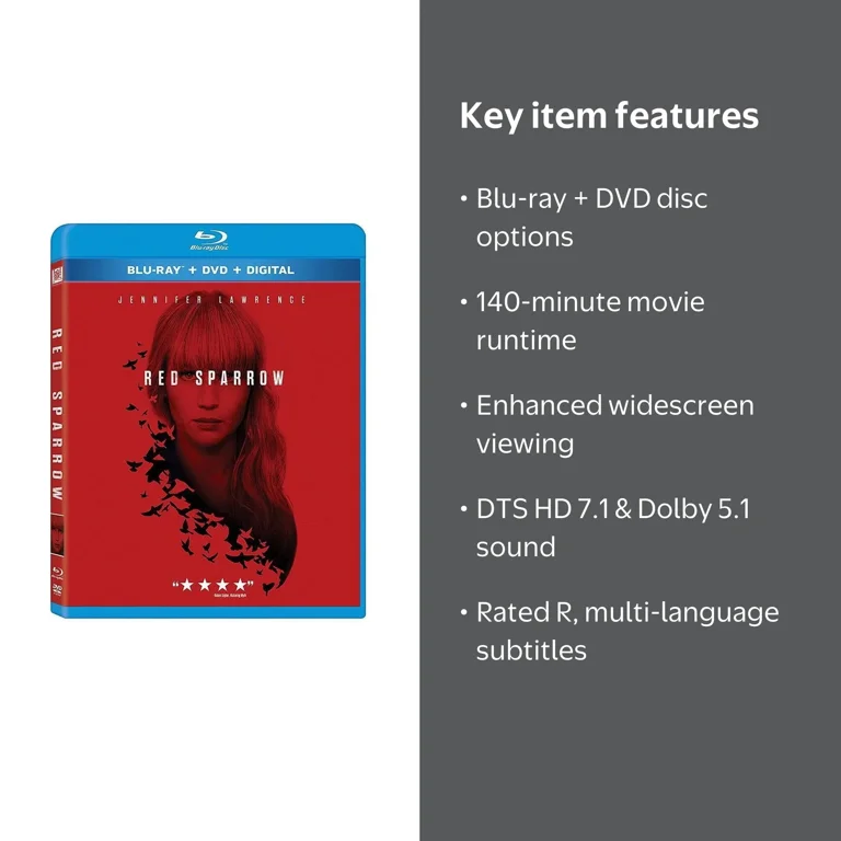 Red Sparrow (Blu-ray + DVD) - Walmart.com