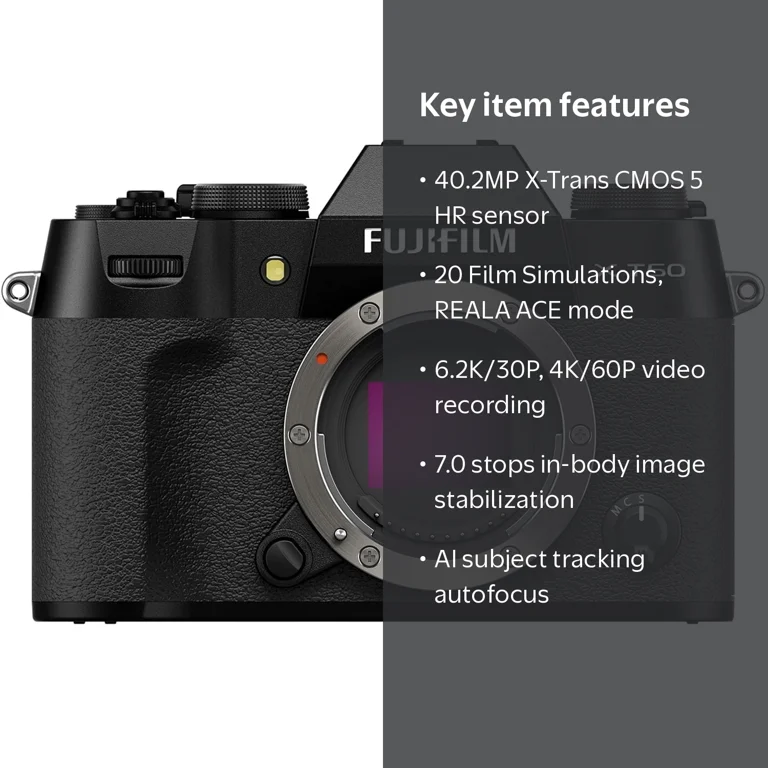 Fujifilm X-T50 Mirrorless Digital Camera Body - Black - Walmart.com