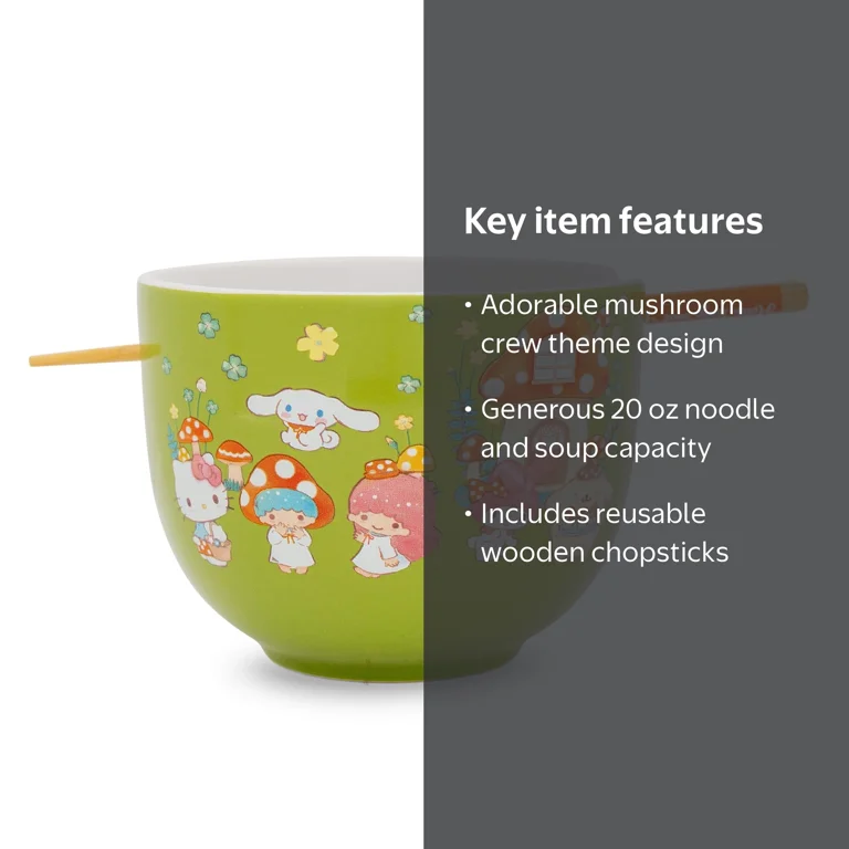 Sanrio Hello Kitty and Friends Mushroom Crew Ceramic Ramen Bowl