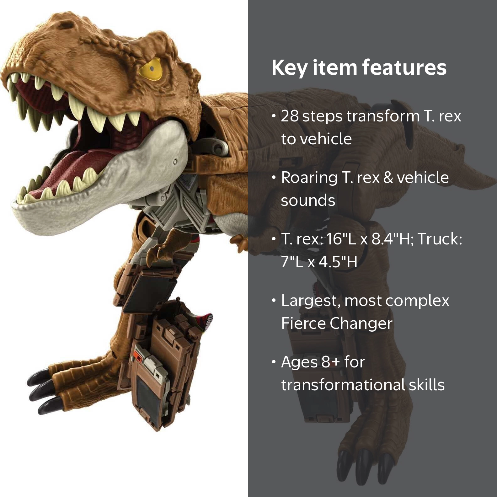 Jurassic World T-Rex Dinosaur Transforming Toy, Fierce Changers
