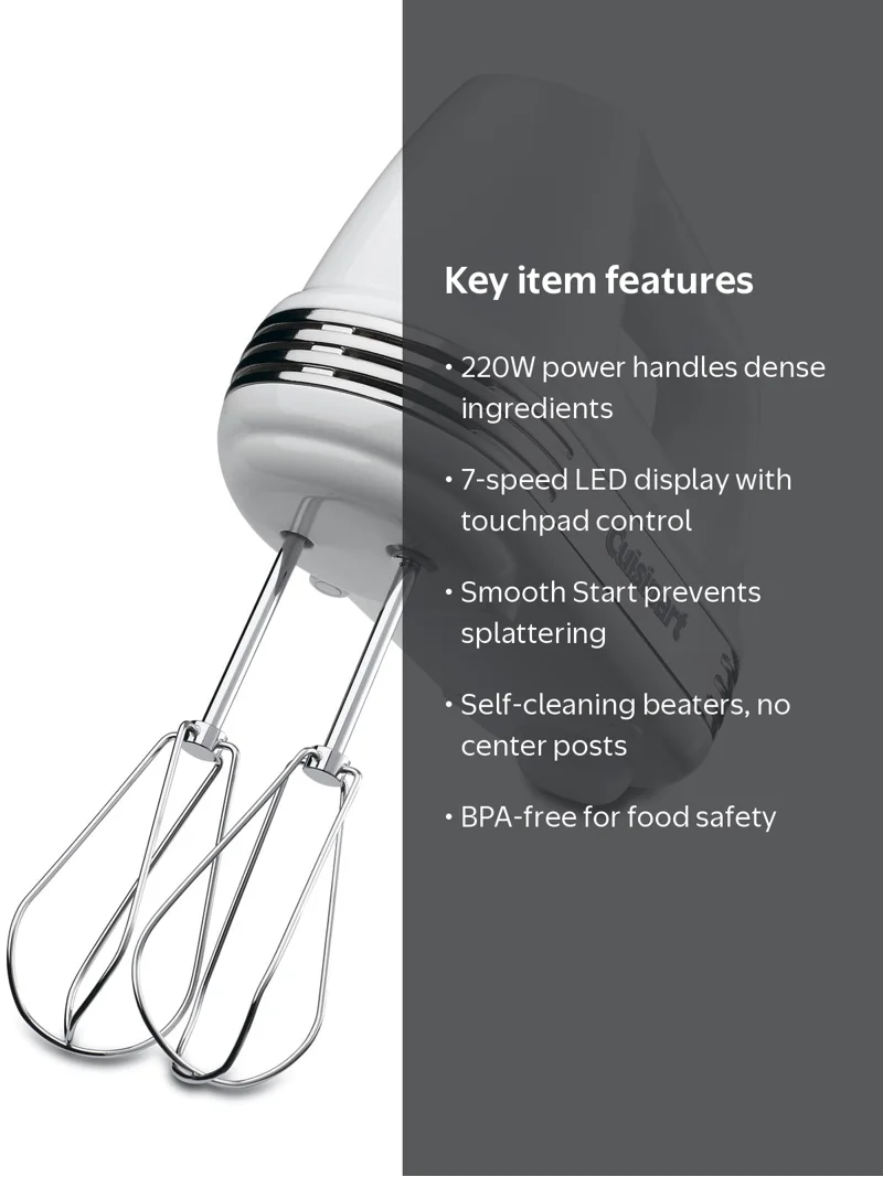 Cuisinart, Power Advantage® 7-Speed Hand Mixer, 220W, White