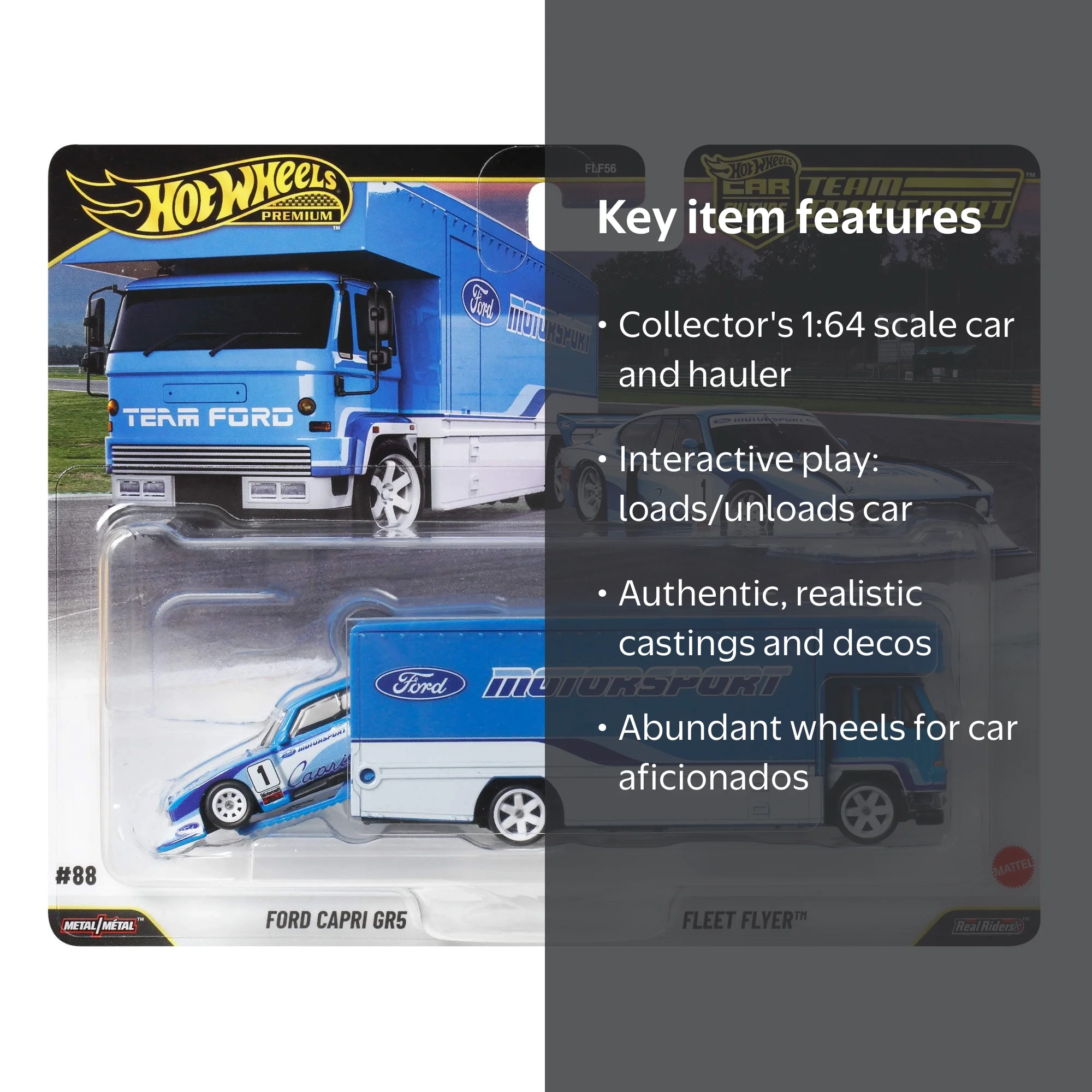 Hot Wheels Team Transport Truck & Race Car, Gift for Racing