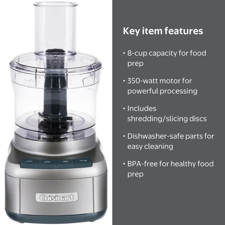 Cuisinart Elemental 8 Cup Food Processor, Gunmetal, Cooking Prep