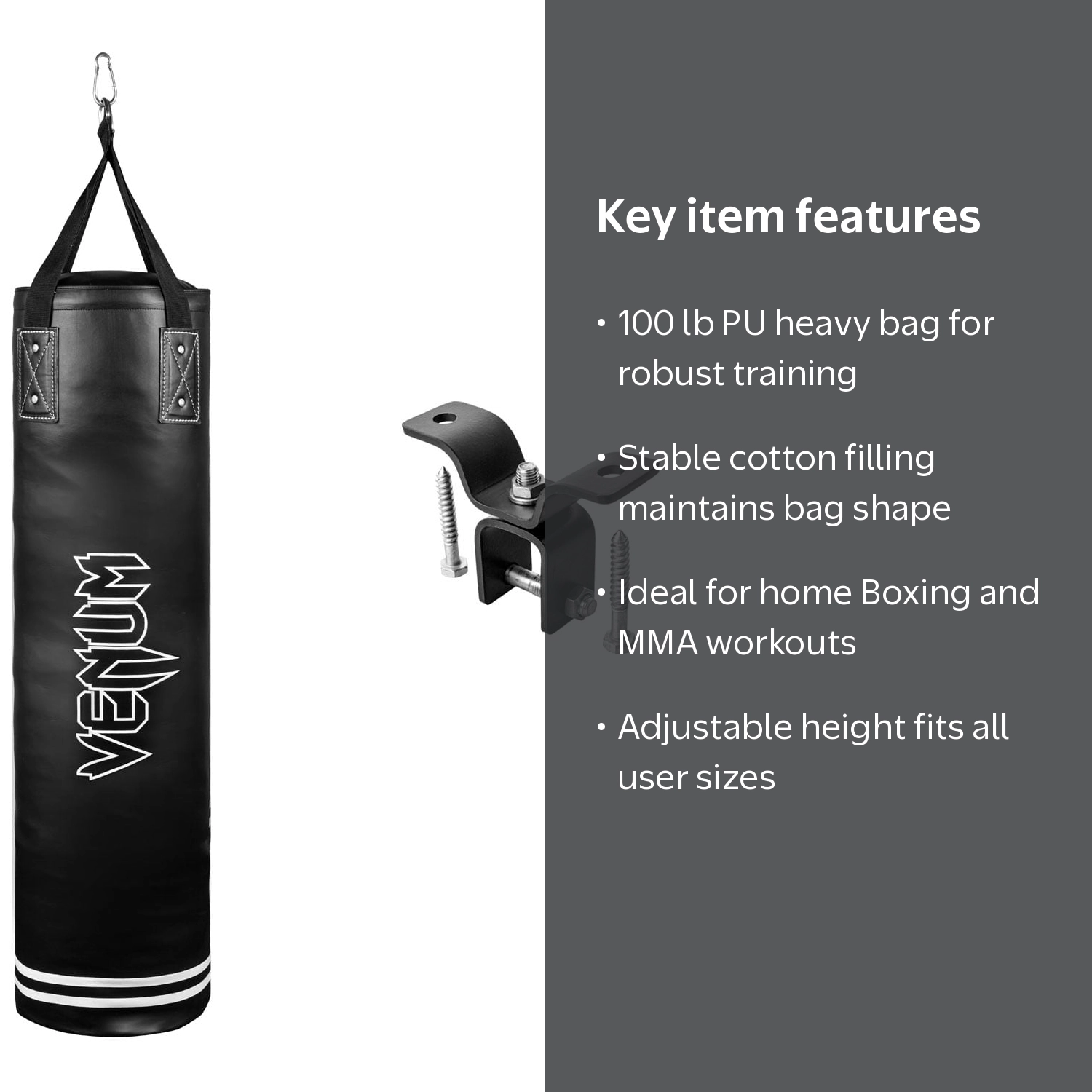 Venum Boxing Punching Bag, 100 lbs, Black, Polyurethane - Walmart.com