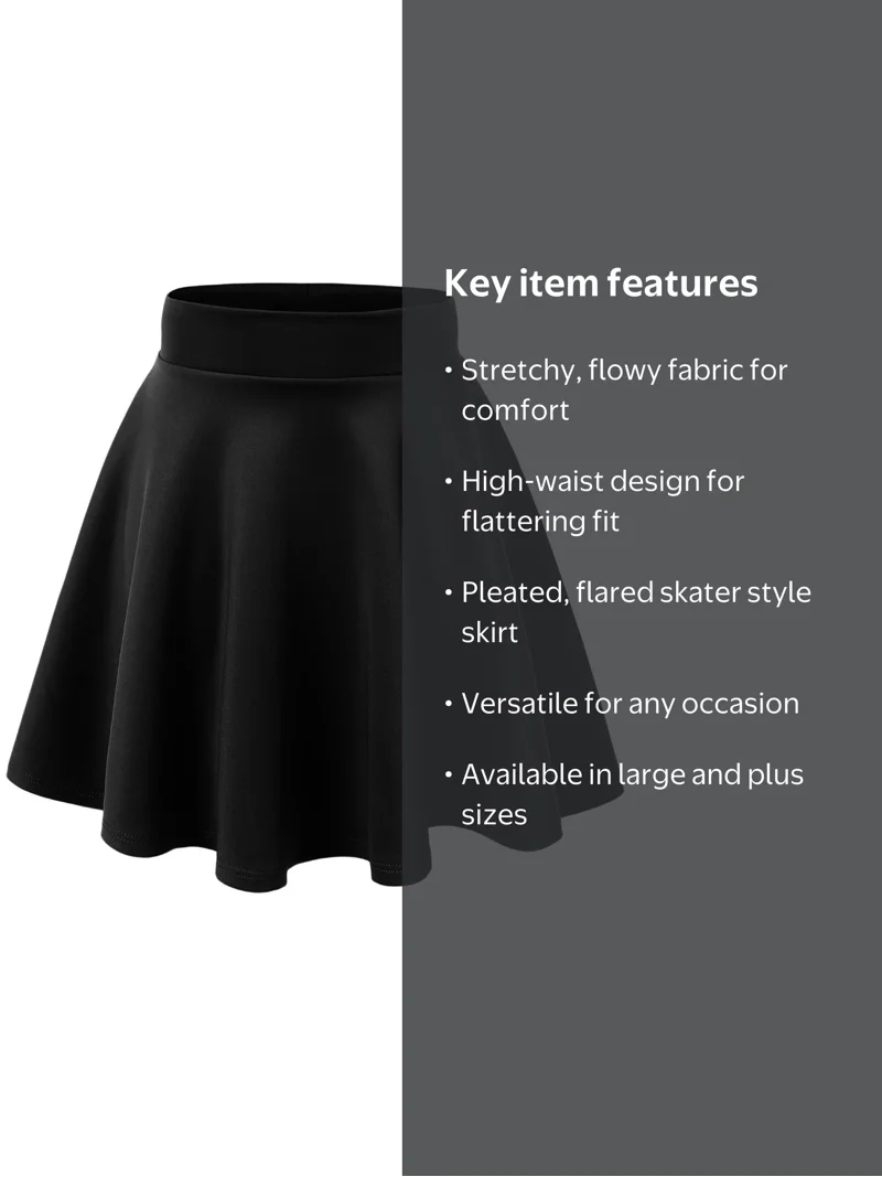 MBJ WB669 Womens Basic Versatile Strechy Flare Skater Skirt L