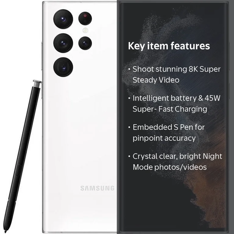 New Samsung Galaxy S22 Ultra 256GB Unlocked Smartphone in Phantom
