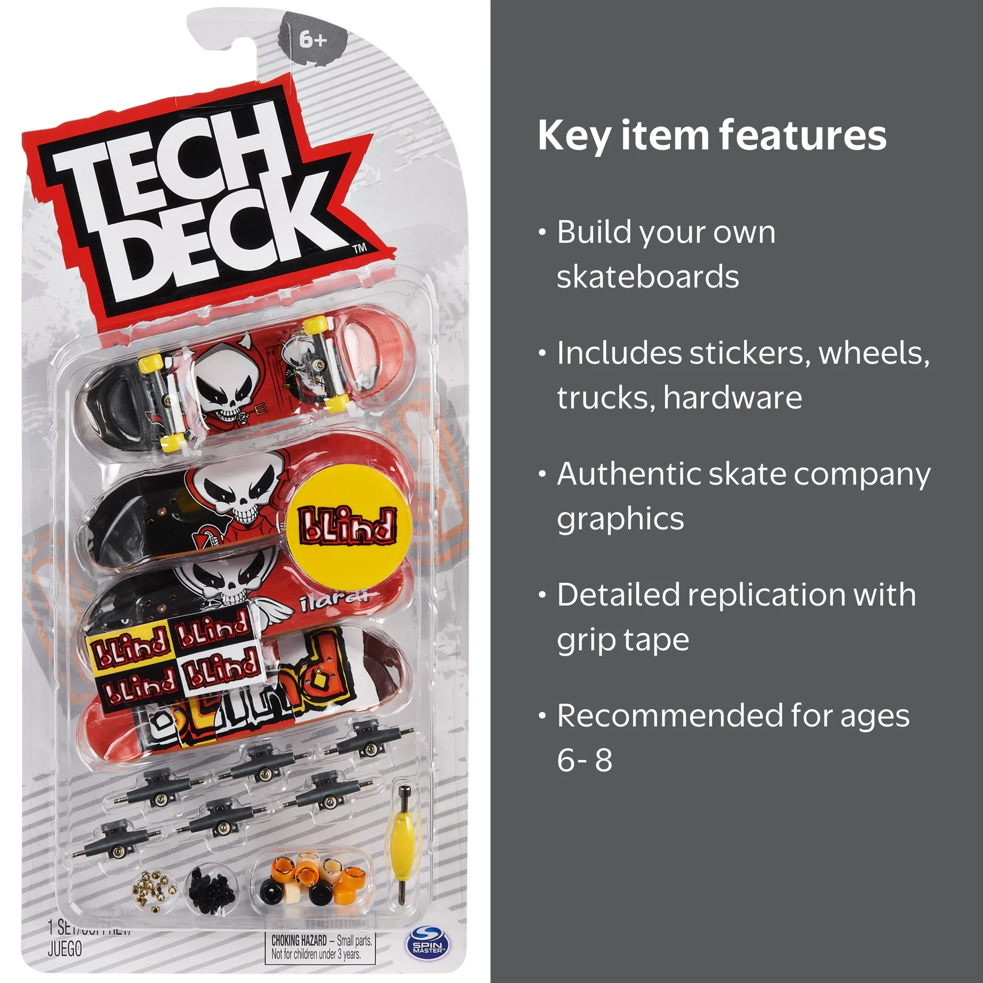 Tech Deck, Ultra DLX Fingerboard 4-Pack, Blind Skateboards
