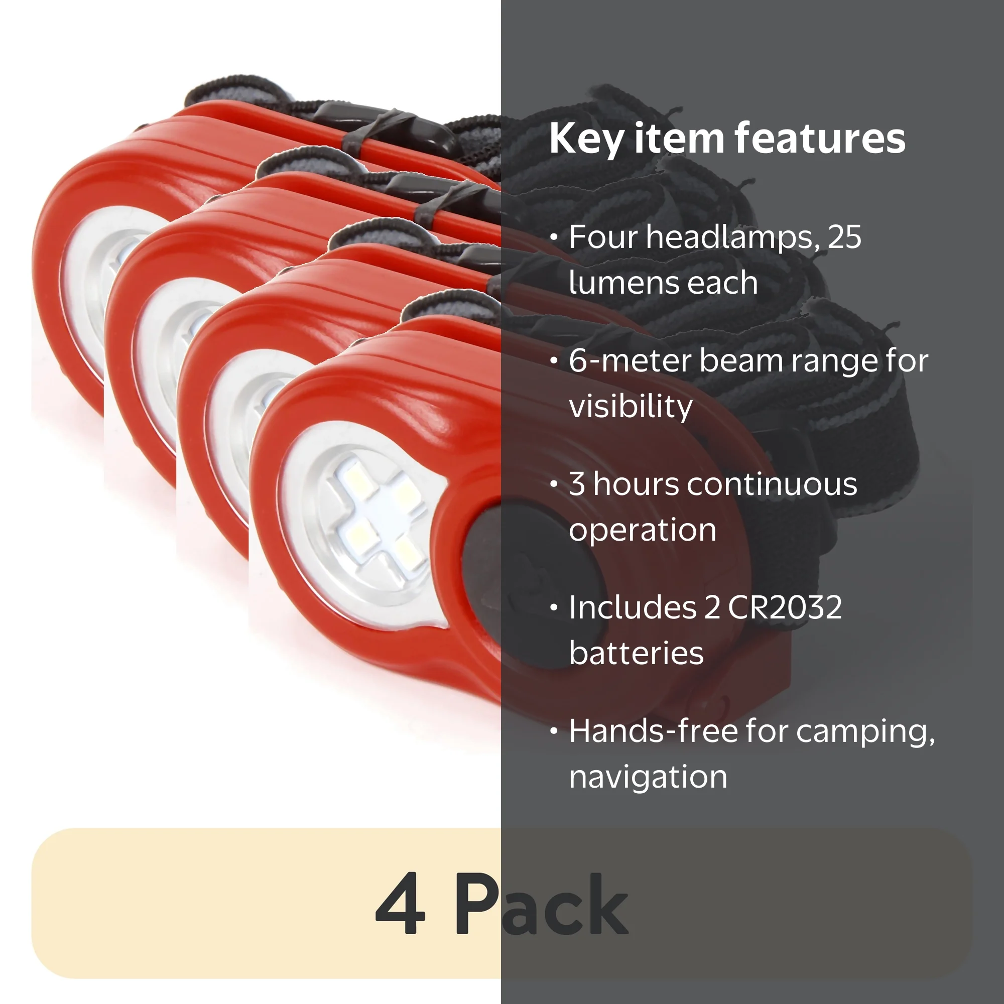 Ozark Trail 4 Pack Mini LED Headlamp 25 Lumens Battery Powered Ozark Trail 4 Pack Mini LED Headlamp 25 Lumens Battery Powered