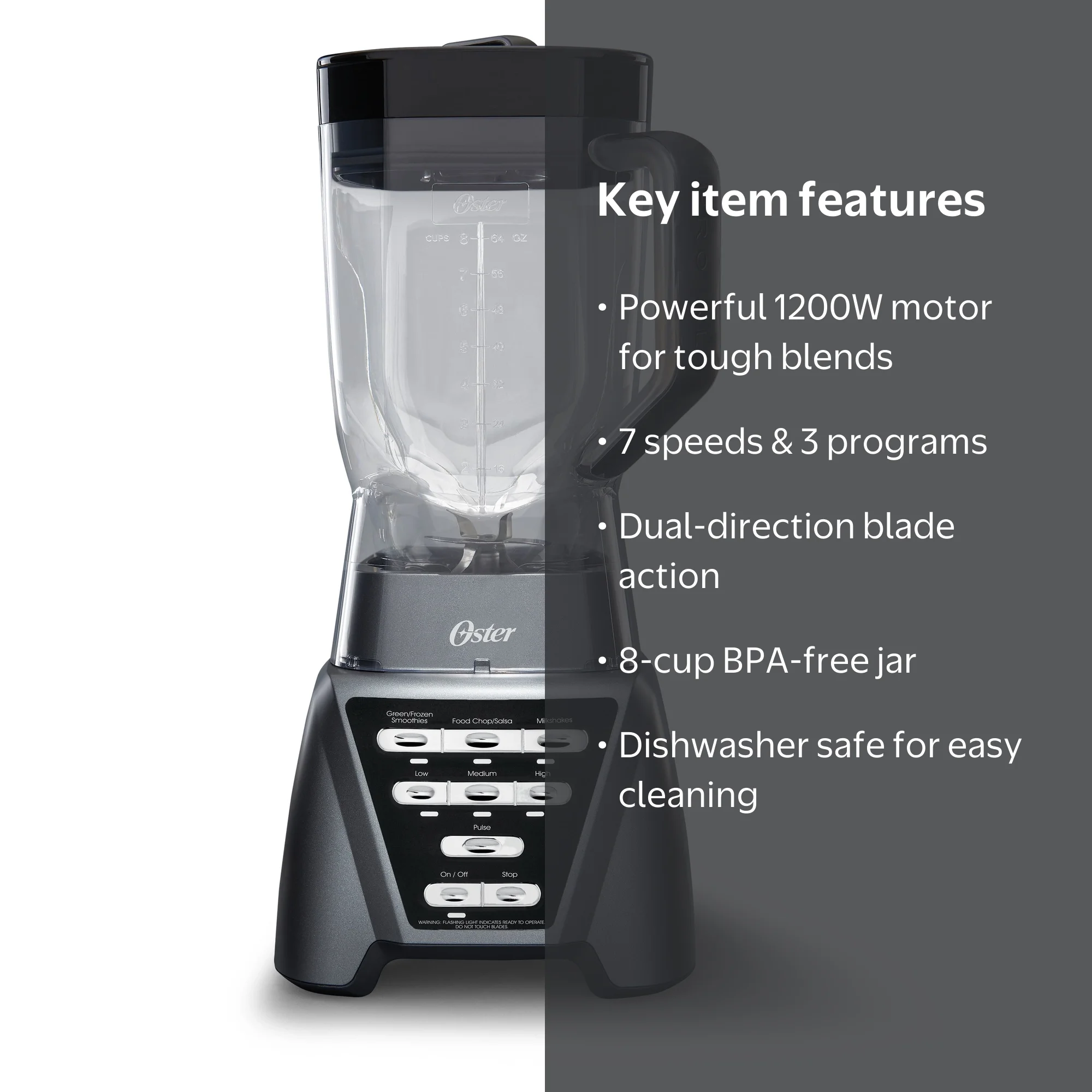 Oster Pro XL Blender with 8 Cup Capacity, 1200 Watt Motor, 7