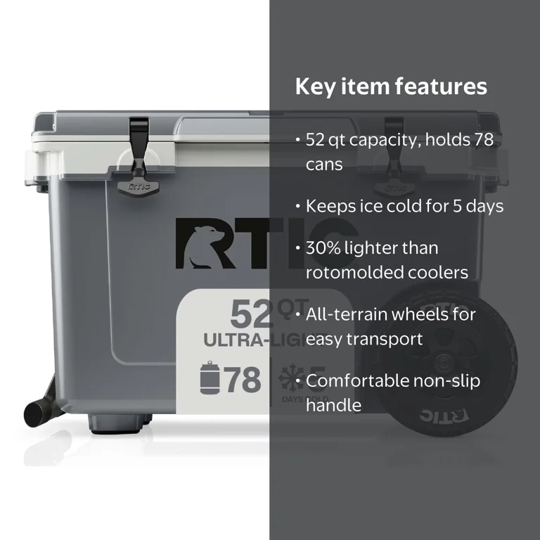 RTIC, Ice Chest Cooler, 52 QT, Ultra-Light, Fits 76 Cans - Walmart.com