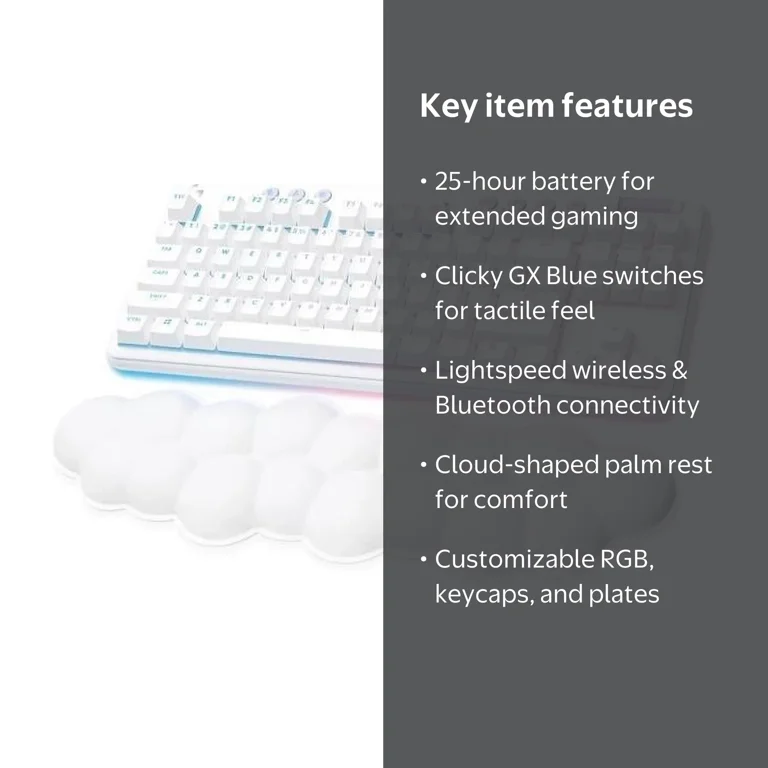 Logitech, Wireless Mechanical Gaming Keyboard, G715, White Mist