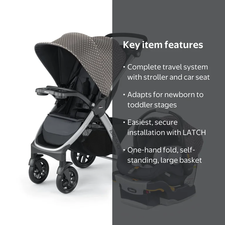 TRICOT CHIC トリコットシック　金糸刺繍入りグレー系ベスト Chicco Bravo Trio Travel System Stroller with KeyFit 30 Infant Car