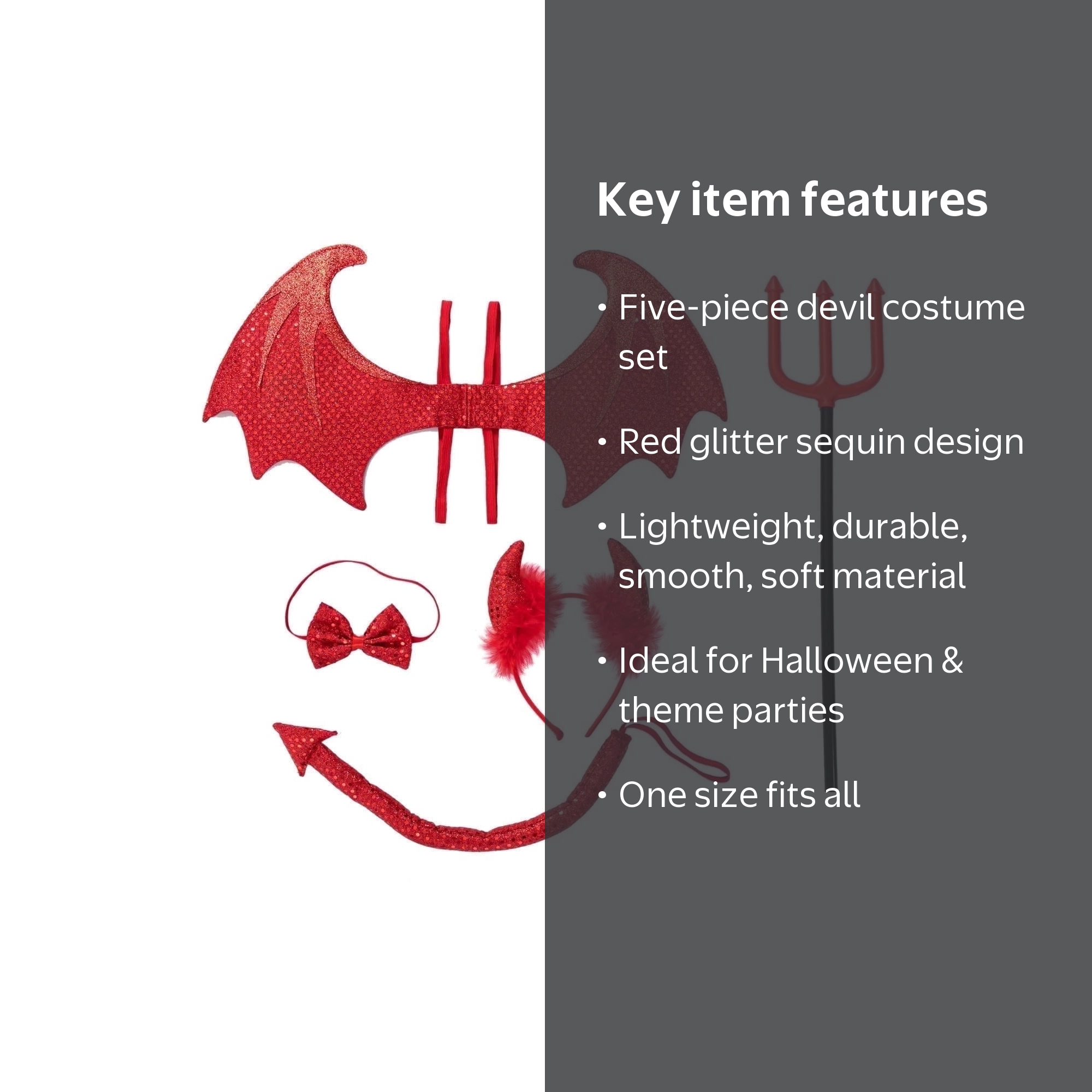 Joyfy 5 Pcs Devil Costume Set for Halloween Cosplay Accessories