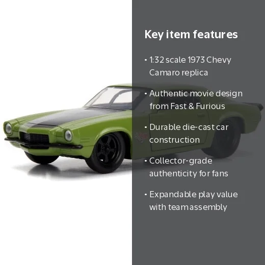 Fast & Furious - 1:32 1973 Chevy Camaro Die-Cast Car - Walmart.com