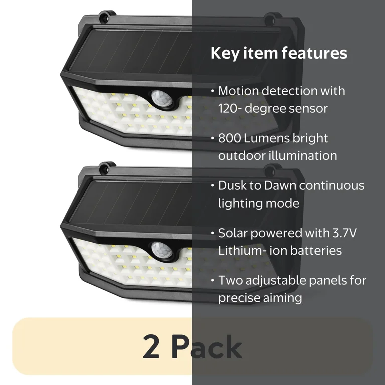 2 pack) Hyper Tough Pathway & Security Light, Dusk to Dawn, Motion
