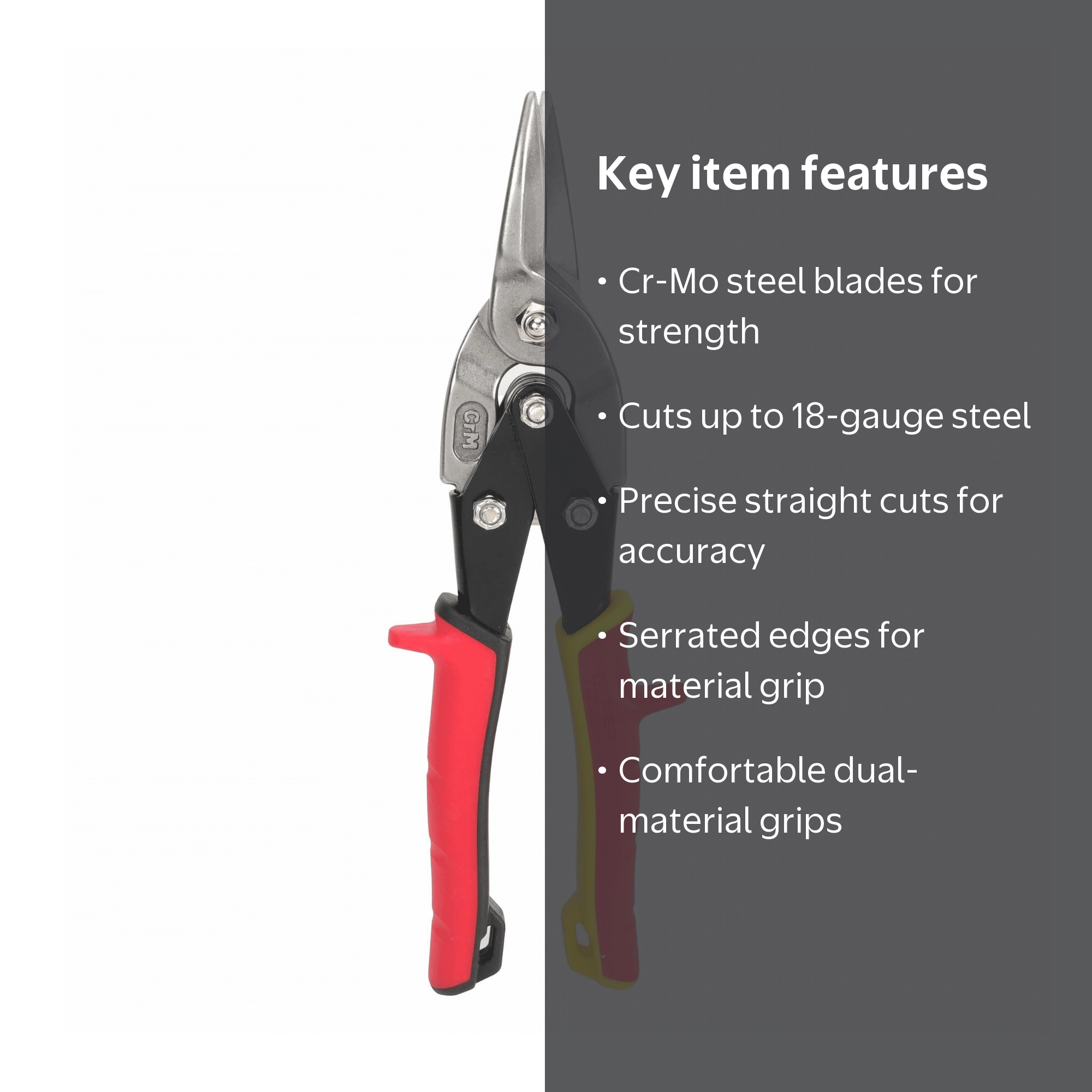 Hyper Tough Straight-Cut Aviation Snips with Cr-Mo Blades