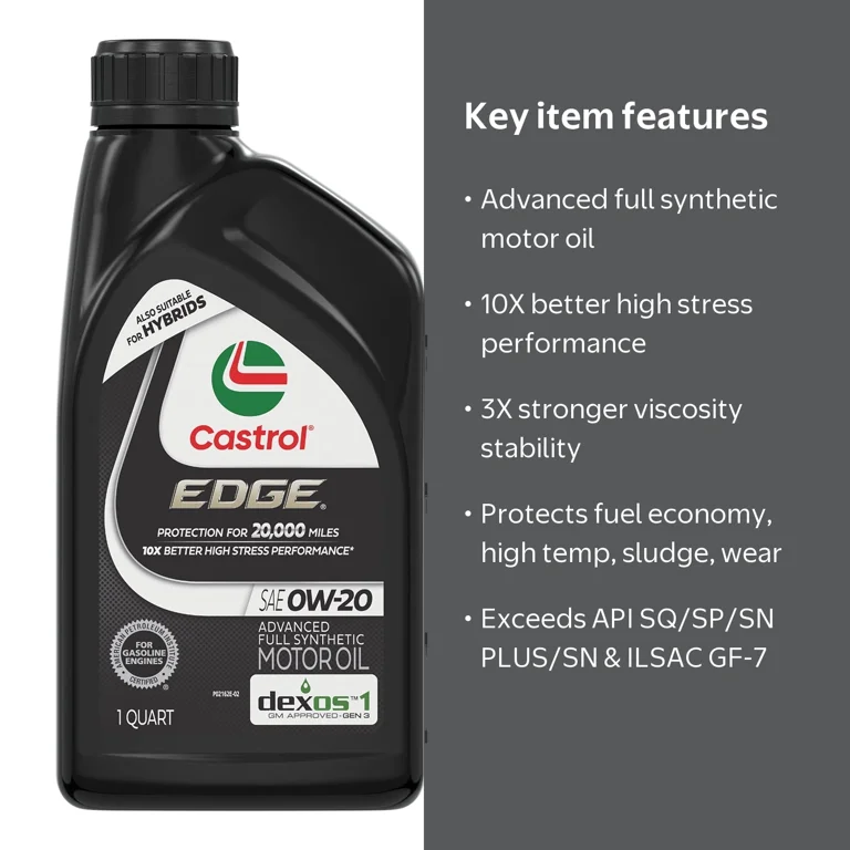Castrol EDGE 0W-20　8L Castrol EDGE 0W-20 Advanced Full Synthetic Motor Oil, 1 Quart