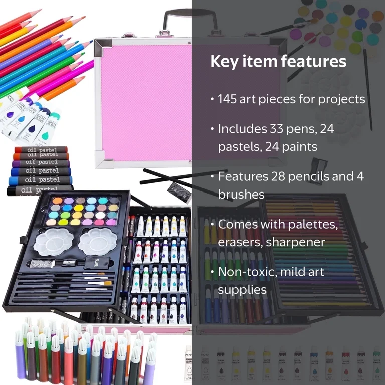 MIKOUJOS Art Set for Painting Coloring Drawing 145 Pcs Deluxe