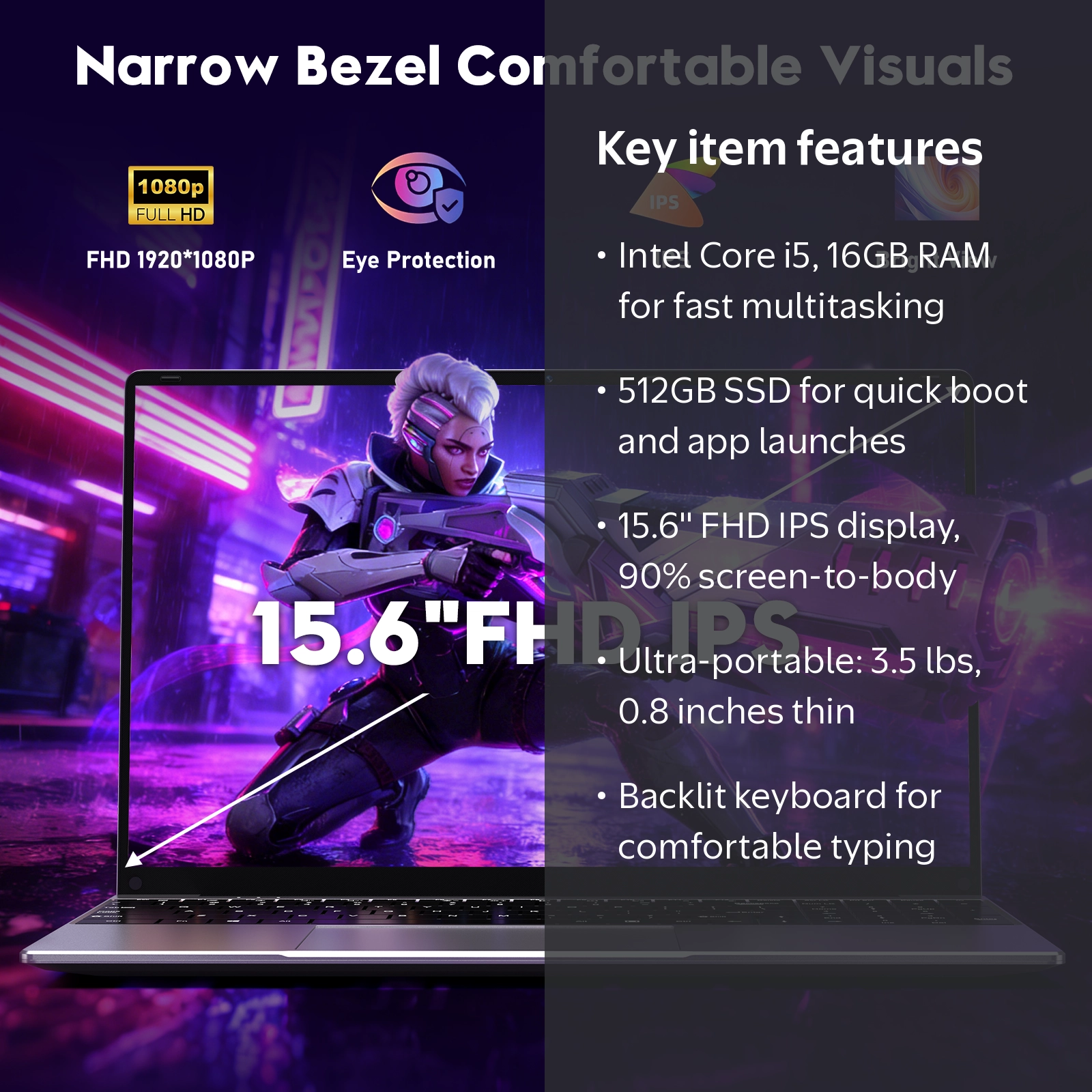 Chheart i5 Gaming Laptop with 16GB Ram, 2026 Core i5-7Y54(up to
