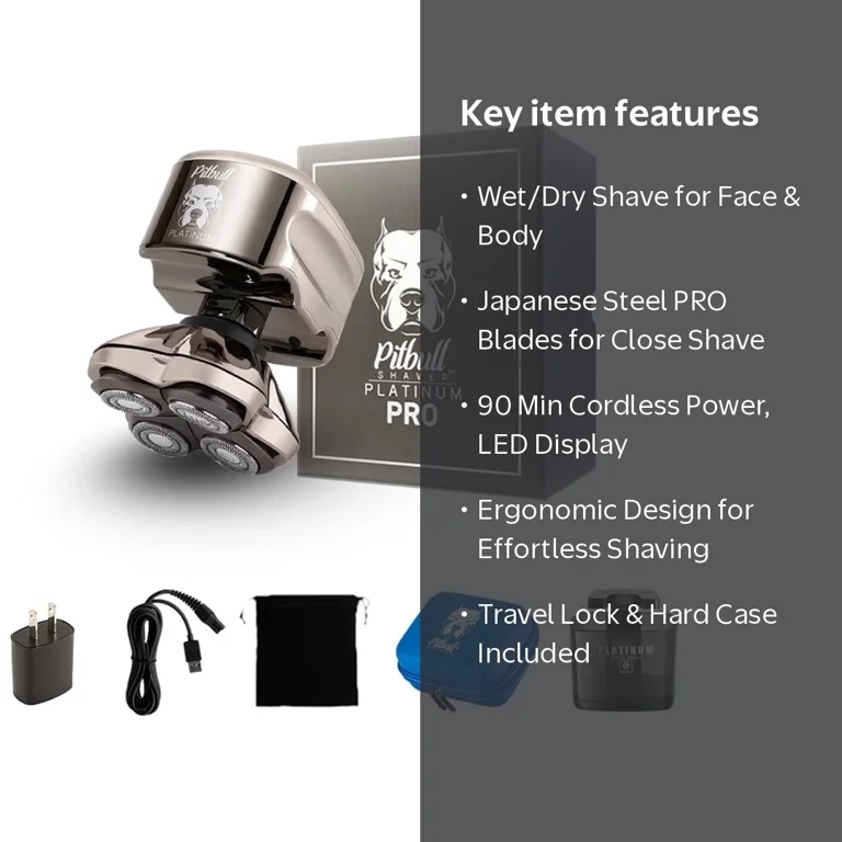 Skull Shaver Pitbull Platinum PRO Head and Face Shaver, USB