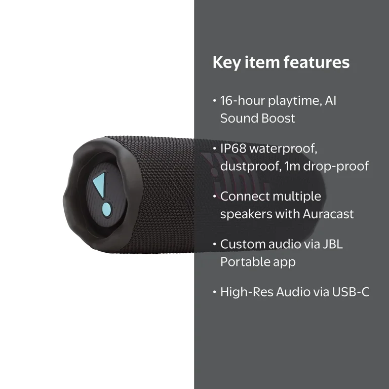 JBL Flip 7 Black Orange Portable Bluetooth Speaker - Walmart.com