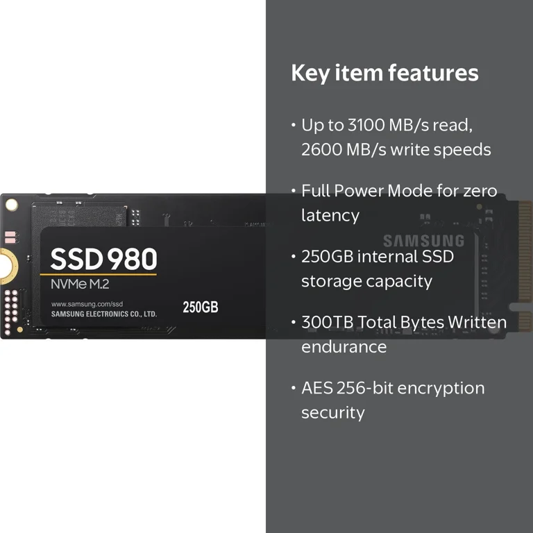 SAMSUNG 980 Series - 250GB PCIe Gen3. X4 NVMe 1.4 - M.2 Internal