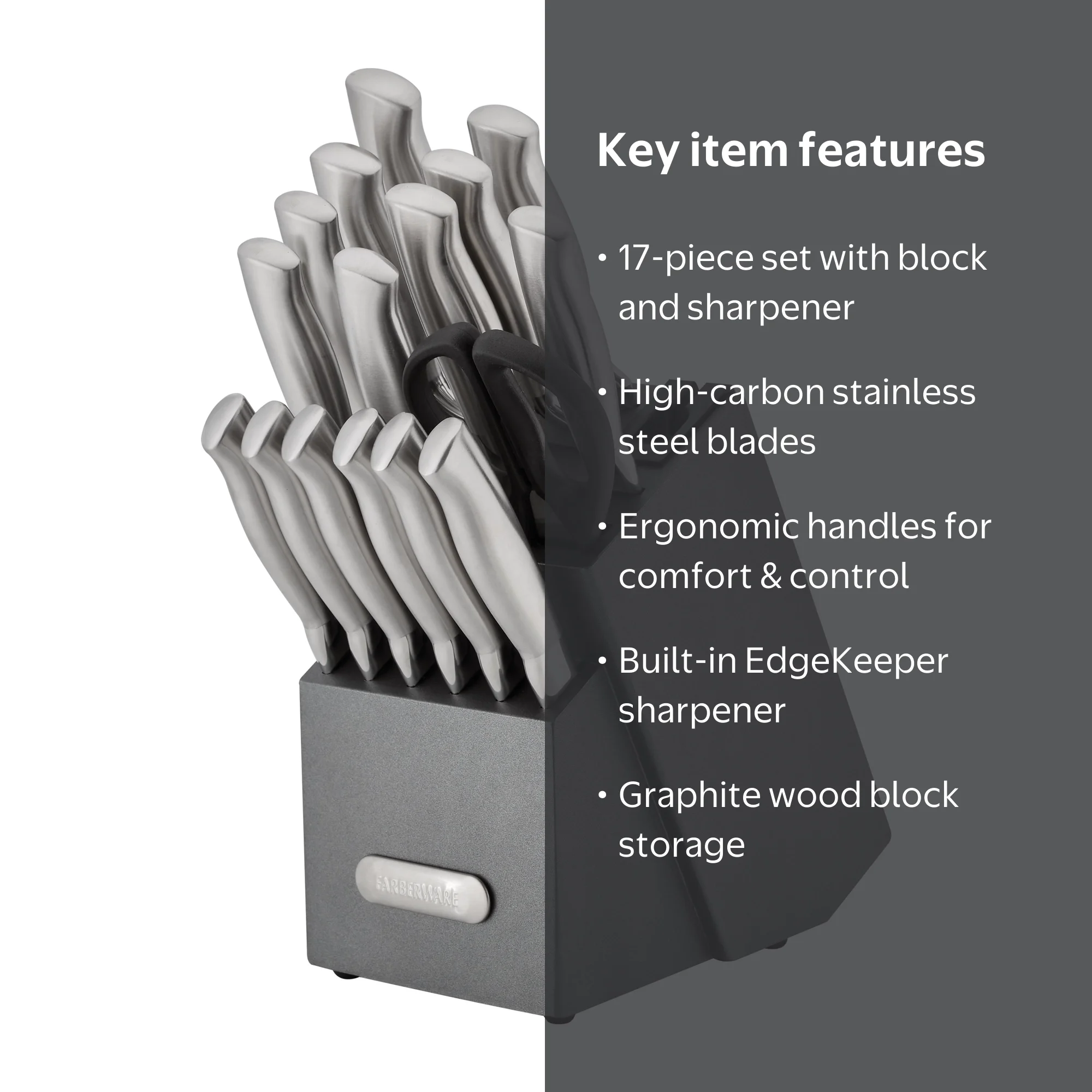 Free Shipping! Farberware Knife Set, 17-Piece Stainless Steel