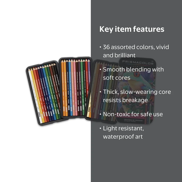 Prismacolor, Soft Core Colored Pencils, Set of 36, Assorted Colors