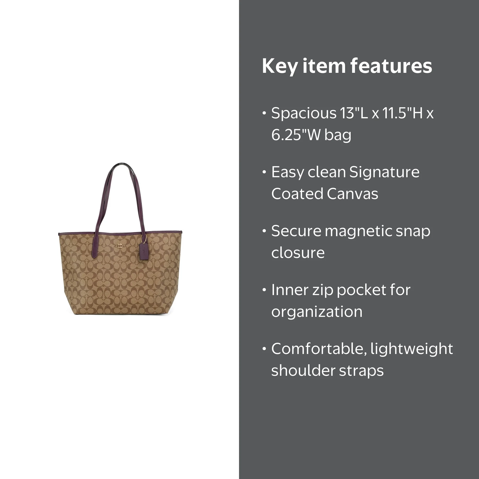 Coach Signature Coated Canvas & Leather City Tote Shoulder Bag in